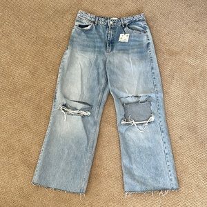 NWT Zara High-Rise Full Length Ripped Jeans